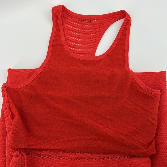 Ronny Kobo Women's Esha Coral Pointelle Knit Dress Orange Vermillion Size Medium - Picture 13 of 15